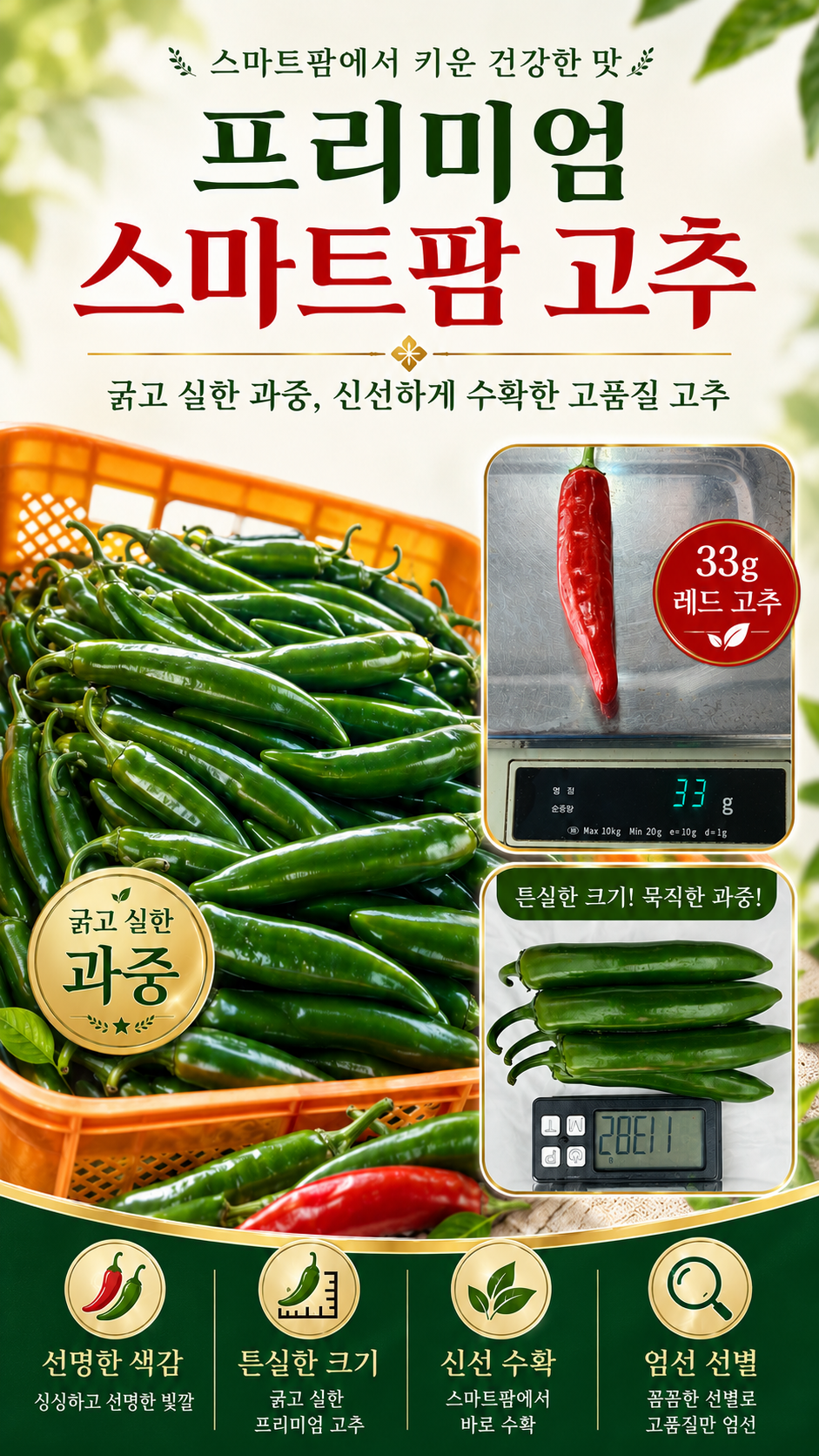 스마트팜에서 신선하게 키운 굵고 실한 고추